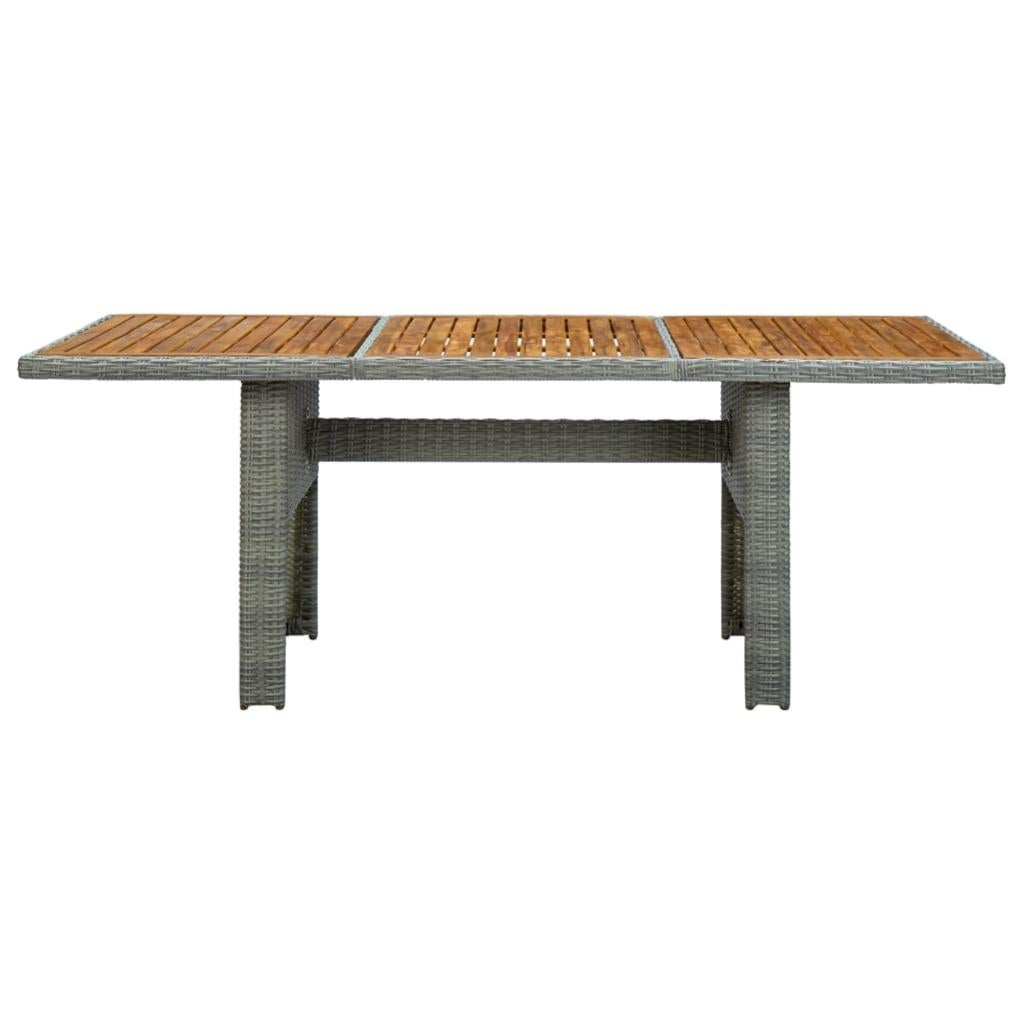 Table de jardin Gris clair Résine tressée et bois d'acacia Leroy Merlin
