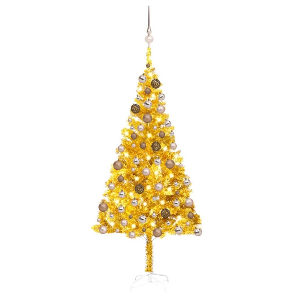 RELAX4LIFE Albero Di Natale Illuminato 150 Cm - PVC 100%, Luci LED Bianche Calde (150 Luci), Base Metallica Pieghevole - Artificiale Verde, Snello E Folto - 2