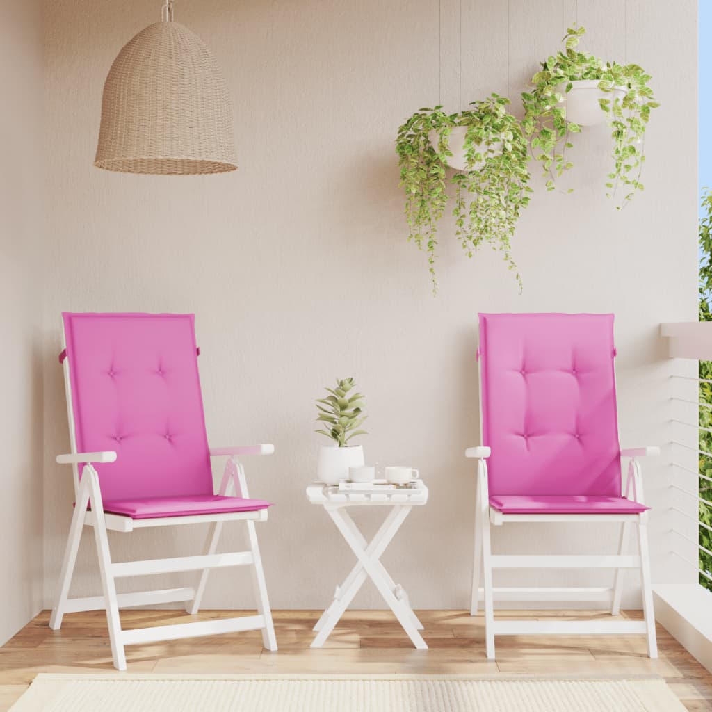 Set di 2 cuscini per sedia da giardino con schienale alto, in tessuto rosa