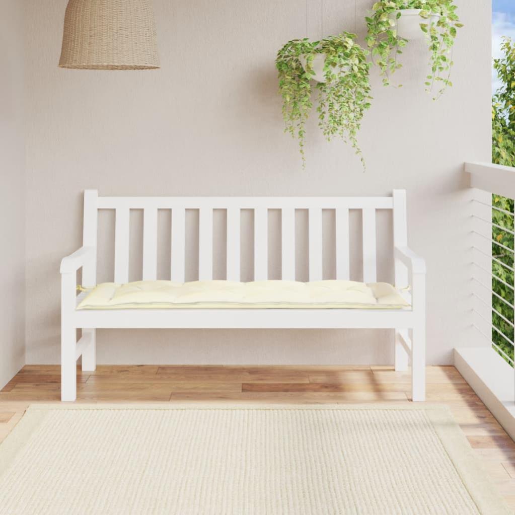 Cojín para banco de jardín beige blanco tela oxford 150x50x7 cm