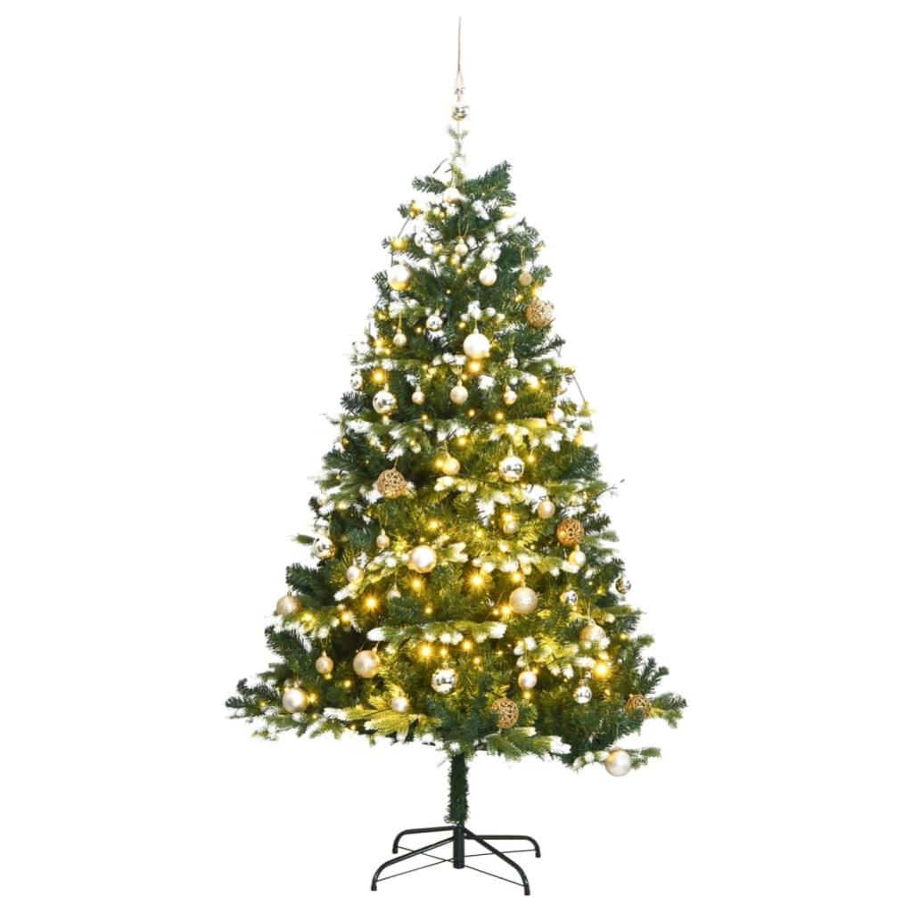 Albero Natale Artificiale Sottile a Metà con Supporto Oro 240cm