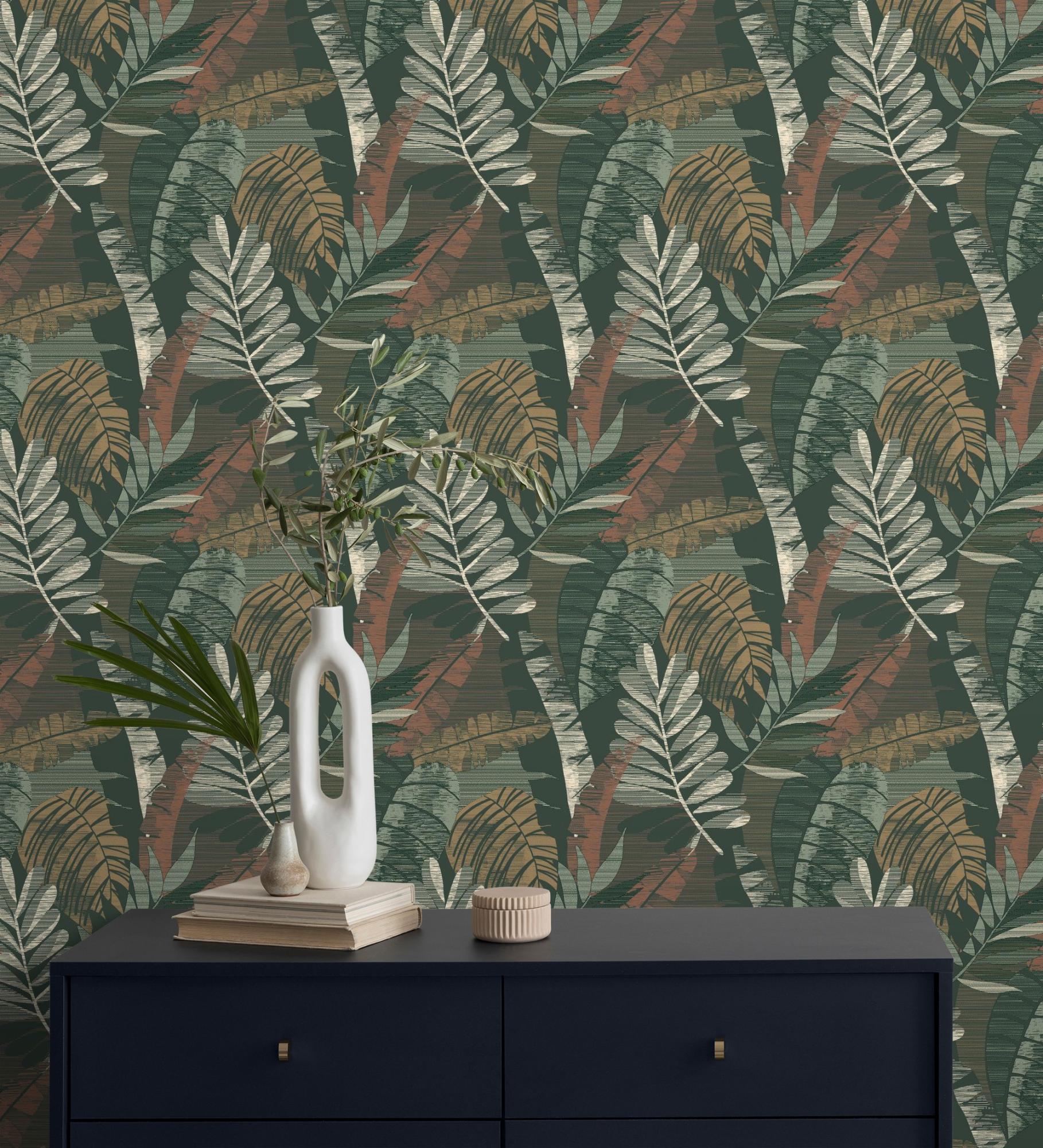 Carta Da Parati Nature Foglie Di Palma - Negozio Online - Foto 2