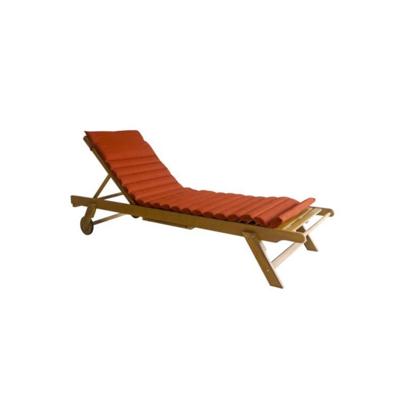 Bain de soleil MOLA en bois d'acacia FSC avec matelas ondulo rouge ...
