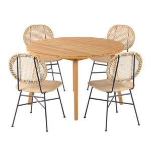 Ensemble table VERONE en bois d'acacia FSC et 4 chaises de jardin