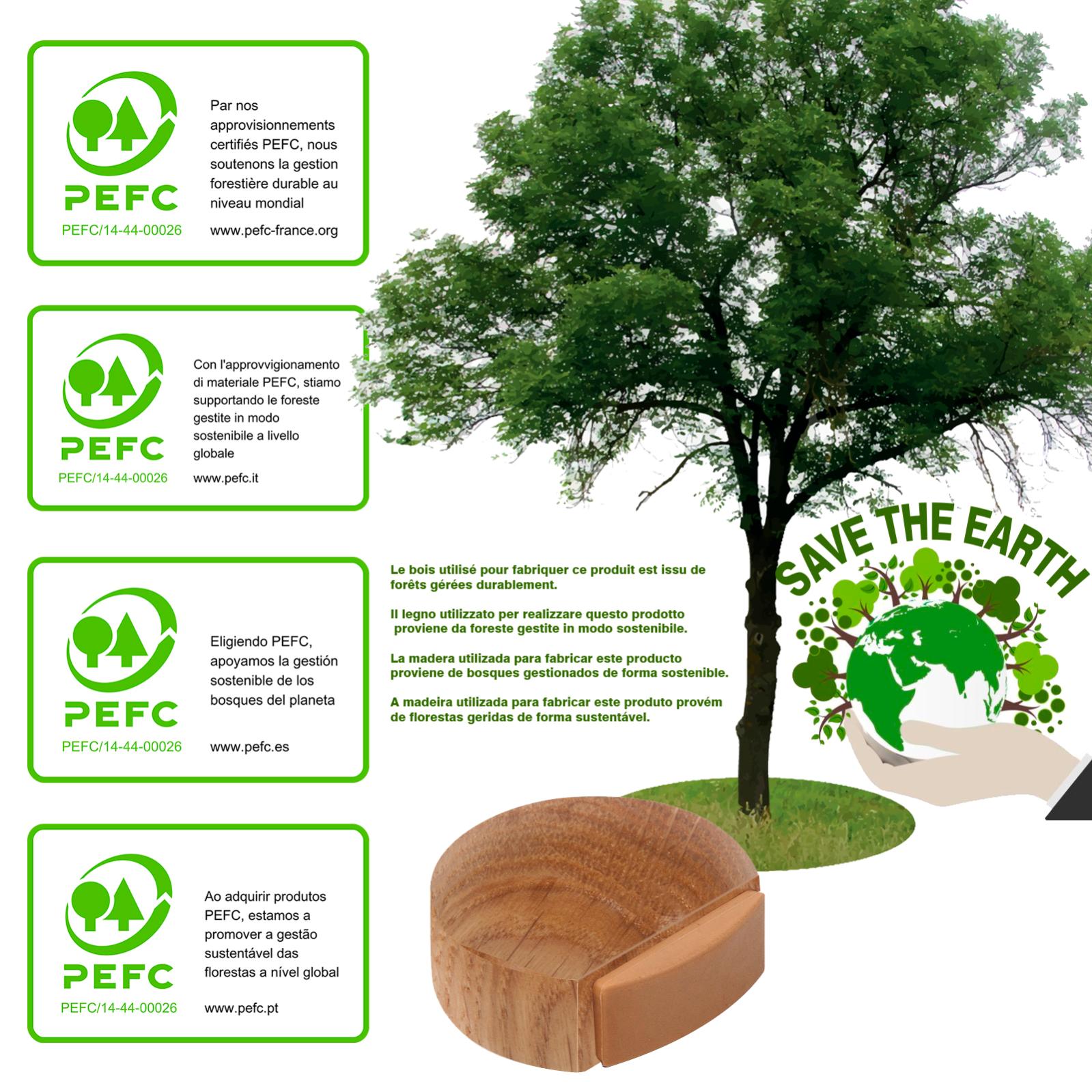 8 Un. Butée de porte adhésive en bois de chêne naturel 45x42MM - 3