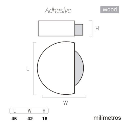 8 Un. Butée de porte adhésive en bois de chêne naturel 45x42MM - 4