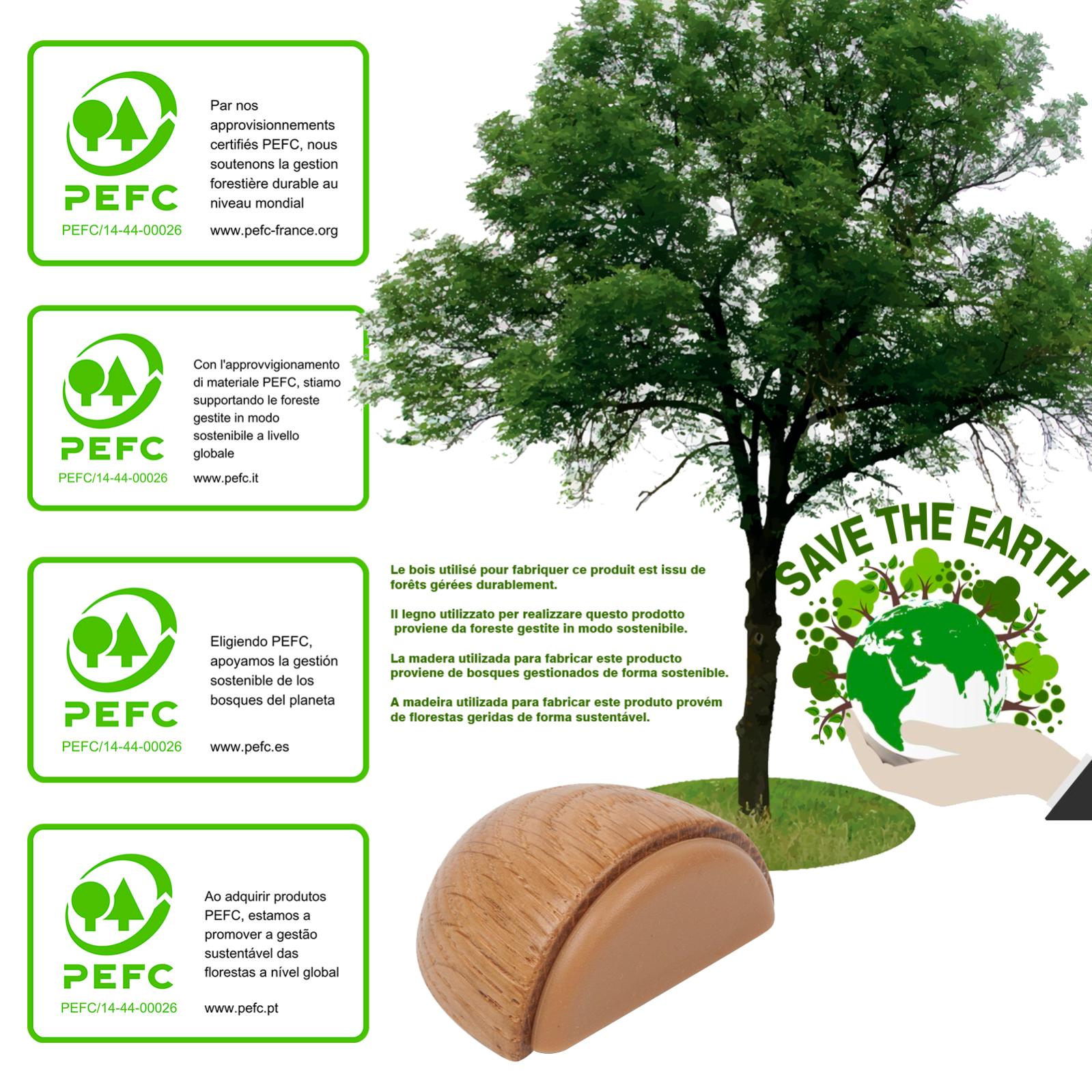 8 Un. Butée de porte adhésive en bois de chêne naturel 47x38MM - 3