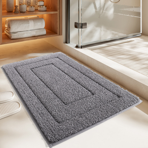 Tapis de bain, tapis absorbant - Tapis de bain en microfibres douces,  lavable en machine, en forme de grands pieds (gris, 19 x 26)