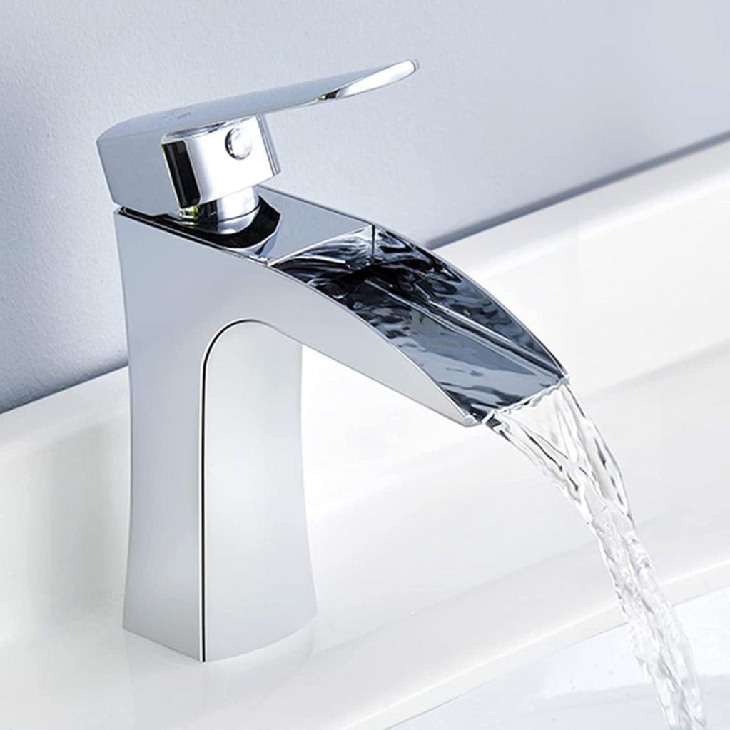 Robinet de lavabo cascade design pour vasque de salle de bain moderne