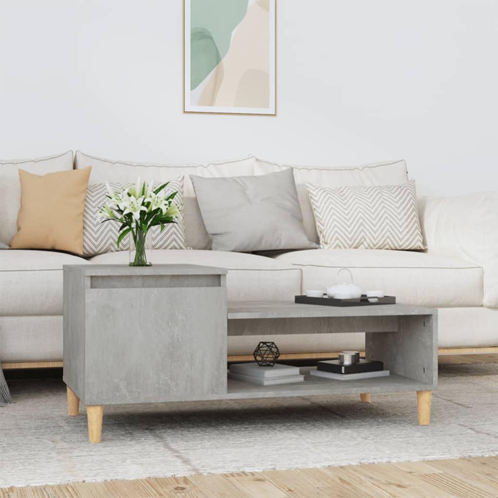 Table Basse Effet Béton 102x50x36 Cm - Gris - Bois D'ingénierie