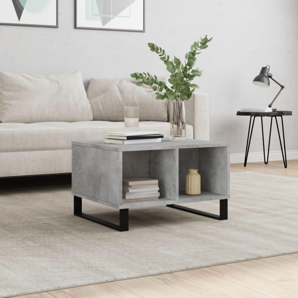 Tavolino Luoxiao In MDF Rovere Grigio Anticato - Design Scandinavo Con Scomparto Nascosto