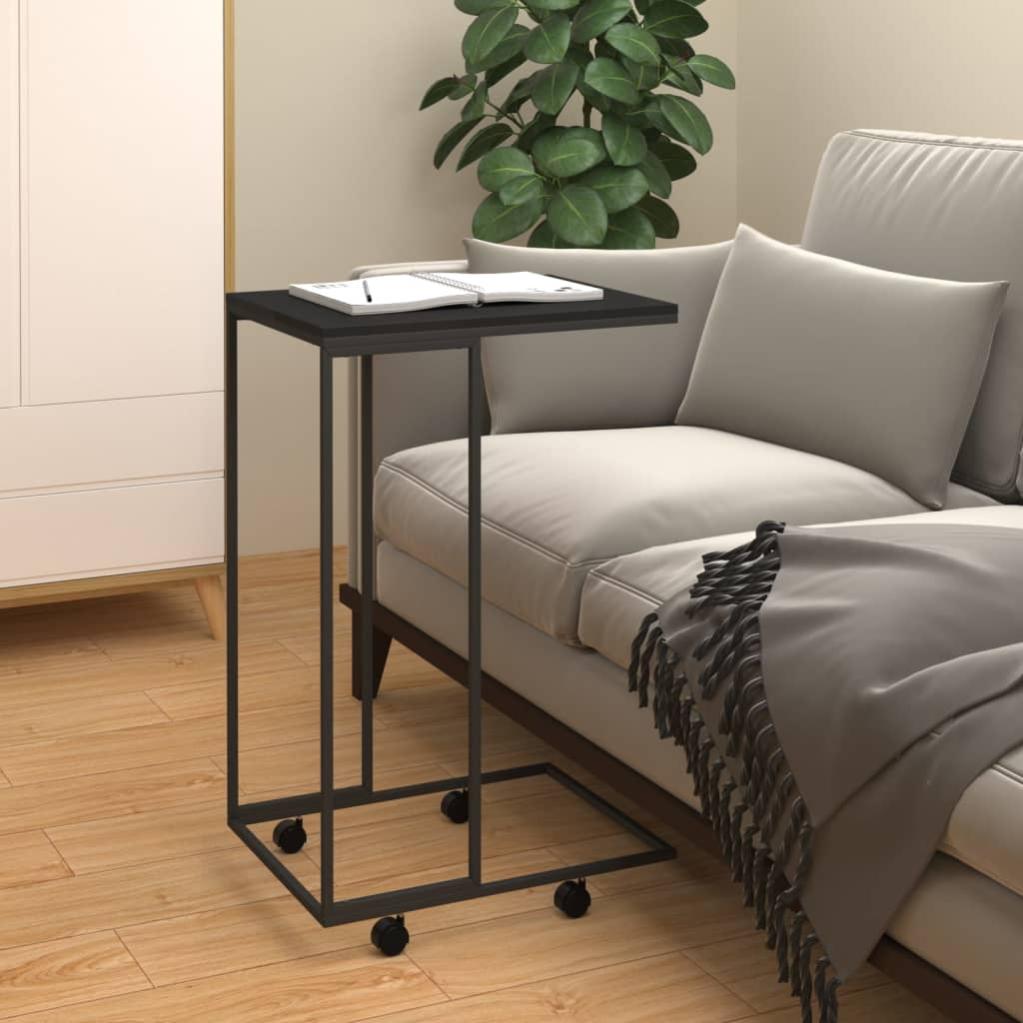 Mesa auxiliar con ruedas Negro 40x30x63,5 cm Madera contrachapada ...