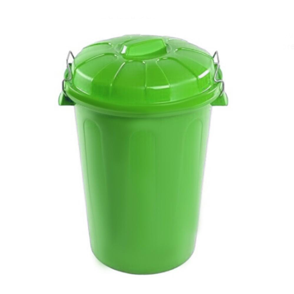 Cubo de basura con tapa 100 litros basurero verde asas de presion Leroy Merlin