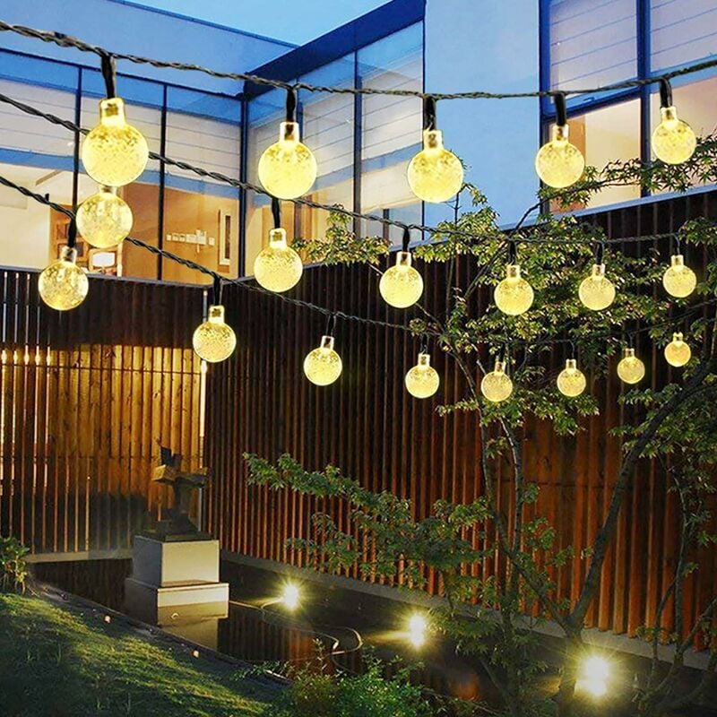 Guirlande lumineuse solaire pour extérieur, 50 LED, 8 modes, boules de  cristal, étanche, pour extérieur/intérieur