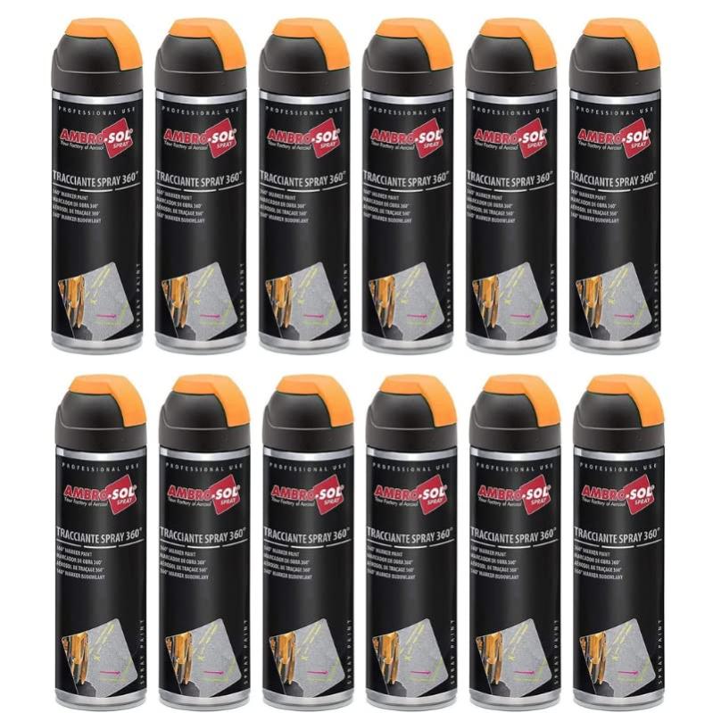 VIRSUS 3 Bombolette Vernice spray Tracciante Maker da 500ml con valvola a 360° per Uso Professionale e Domestico, per Asfalti, Muri e Legno, Essiccazione Rapida (arancio fluorescente