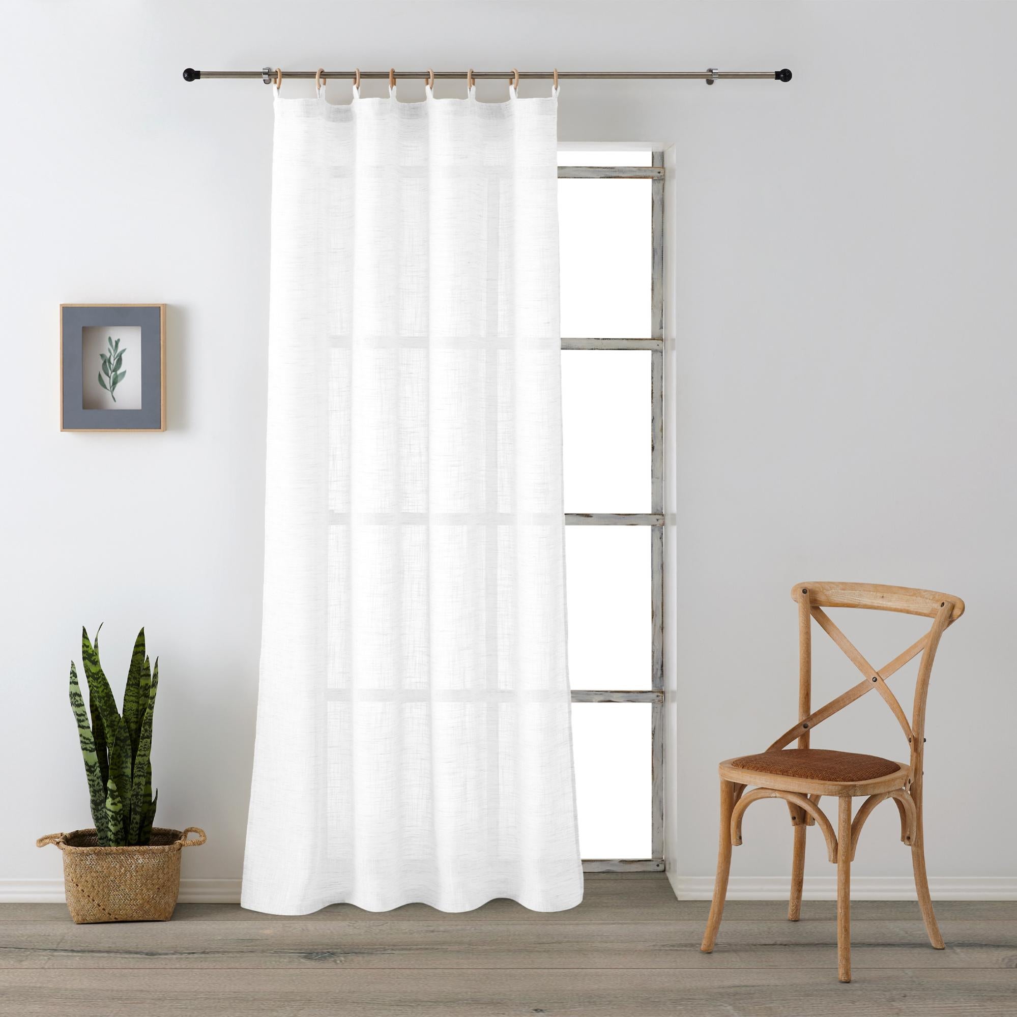 Juego De 2 Cortinas De Gasa Transparente Blanca Lisa Para Ventana, Dos