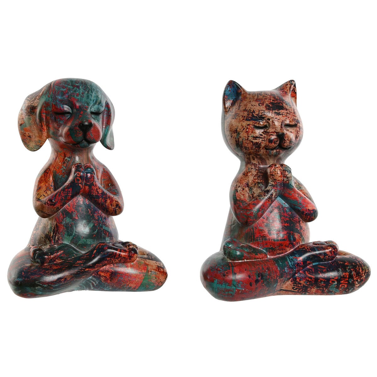 Figura decorativa home esprit multicolor animales 17 x 14 x 22,5 cm (2 unidades)