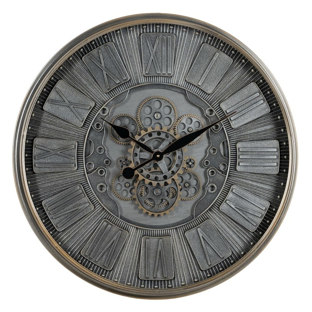 Reloj de pared gris cristal hierro 69,5 x 9 x 69,5 cm (3 unidades)