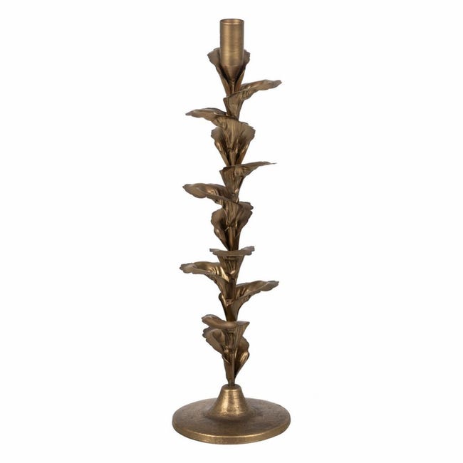 Bougeoir Branches étoile De David - Métal Doré, 18x16x7 Cm, Décoration Fête Juive, Hanoucca