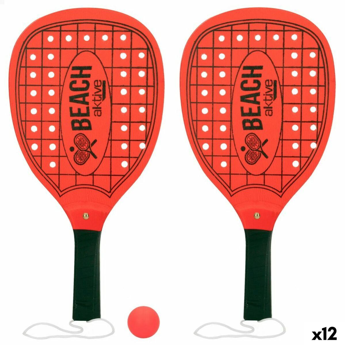 Ensemble de 2 raquettes de tennis de plage en bois et 1 balle, couleur aliatoire avec deffirente designe