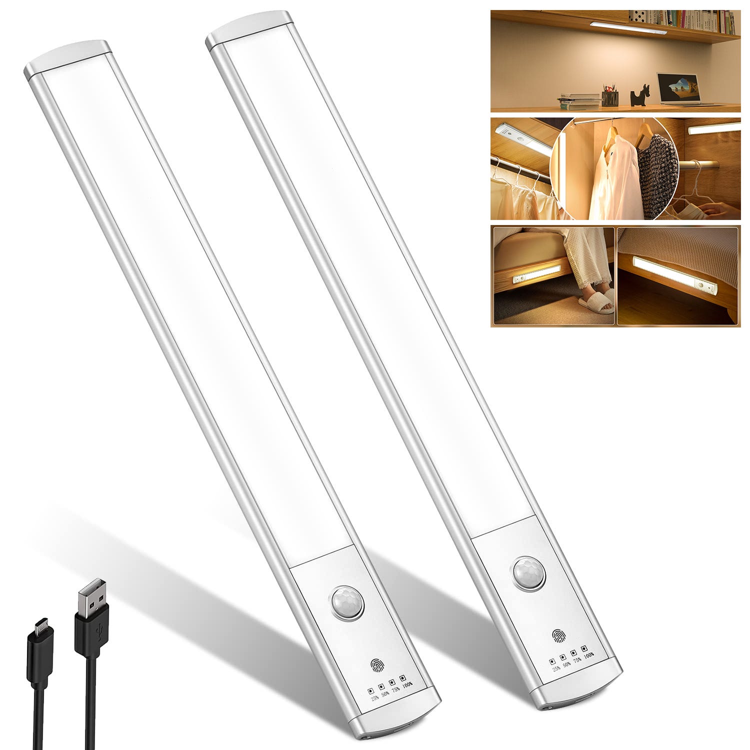 Lampe de placard sans fil à LED avec détecteur - 25 lm - Blanc
