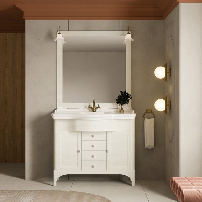 Muebles de baño rústicos Toscana blancos con lavabo. Muebles Rústicos.