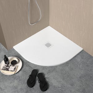 Plato de ducha cuadrado 80x80 cm resina blanca efecto terciopelo - Estimo