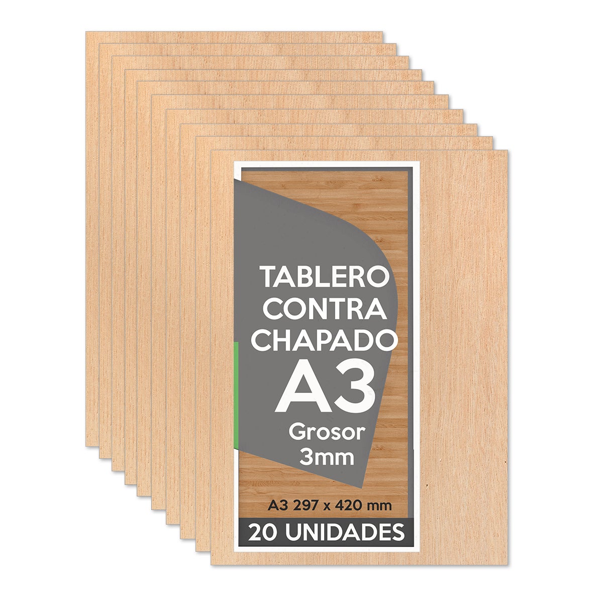Tablero Madera Contrachapado A3 297x420 x 3mm (20 paneles) - Bricolaje,  Manualidades, Corte Láser, Marqueteria, Calado, Artesanía