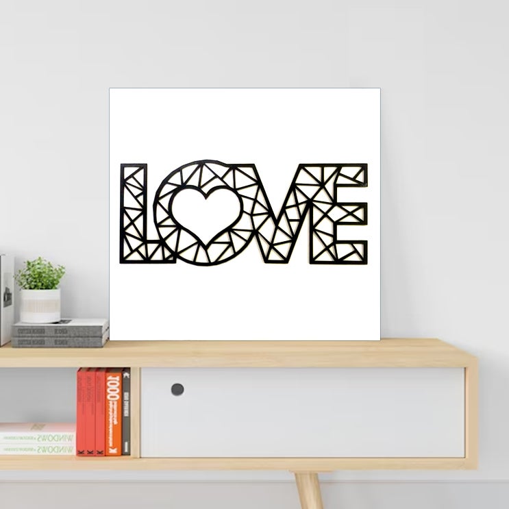 Panel decorativo love de madera para pared - escultura de amor para de pared - cuadro original casa - 40 x 43 cm