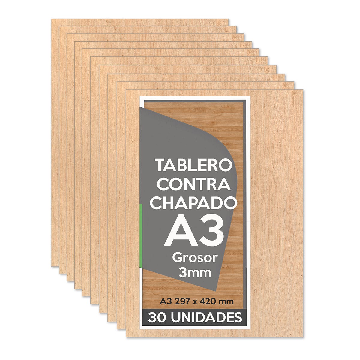 Tablero Madera Contrachapado A3 297x420 x 3mm (30 paneles) - Bricolaje,  Manualidades, Corte Láser, Marqueteria, Calado, Artesanía