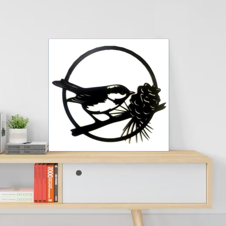 Panel decorativo pájaro sobre rama de árbol de madera para pared - escultura en madera de pared - cuadro original hogar - 40 x 43 cm