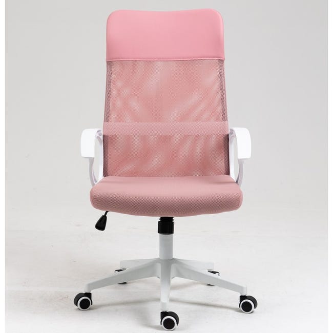 Silla de escritorio Vinsetto rosa 62,5x60x94-104 cm lino