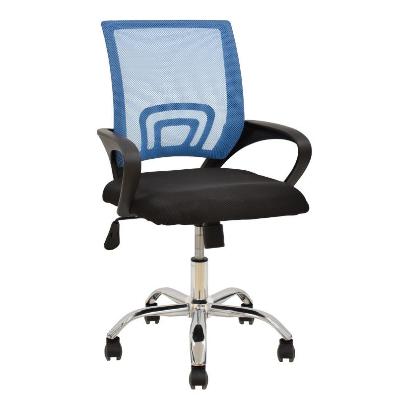 Silla de oficina o escritorio ergonómica con soporte lumbar y respaldo de  malla,Silla ordenador Altura regulable y Giratoria. Color Negro y Azul