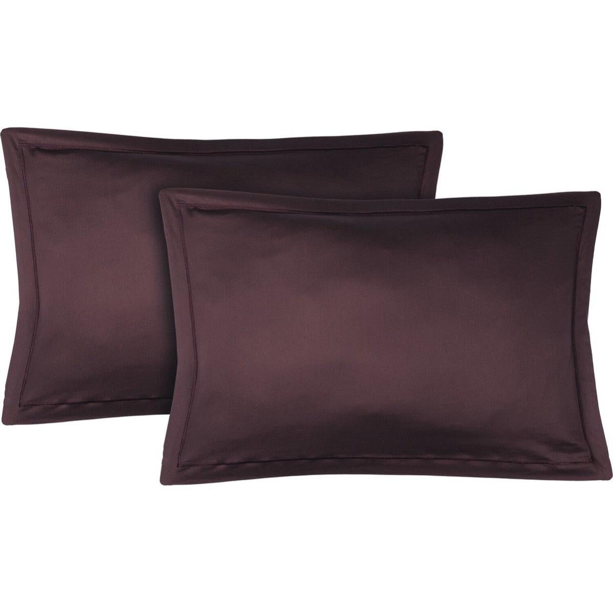 Lot De 2 Taies D'oreiller 50x70cm Satin Coton - Housse Hypoallergénique Avec Fermeture Invisible