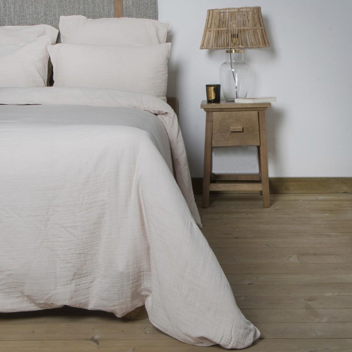 Housse de couette simple 135x200/80x80 gaze de coton rose poudré