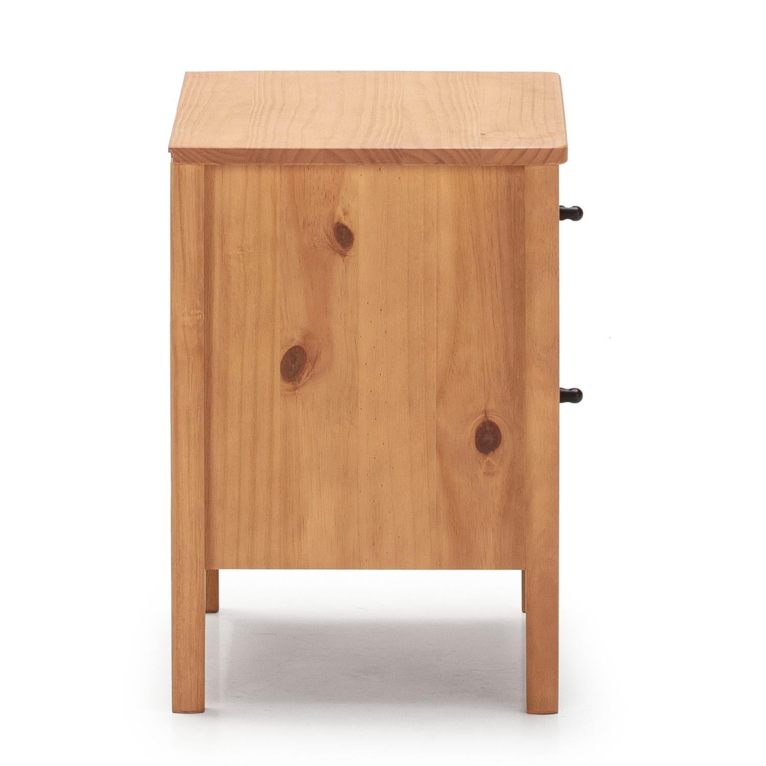 Table de chevet Luca 2 tiroirs couleur bois et gris, bois massif - 4