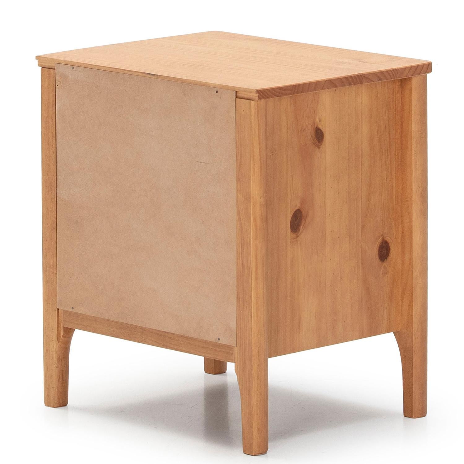 Table de chevet Luca 2 tiroirs couleur bois et gris, bois massif - 5