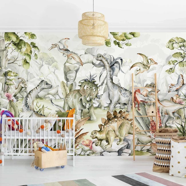 Papier peint dans le monde des dinosaures pour enfant - Wellpapers