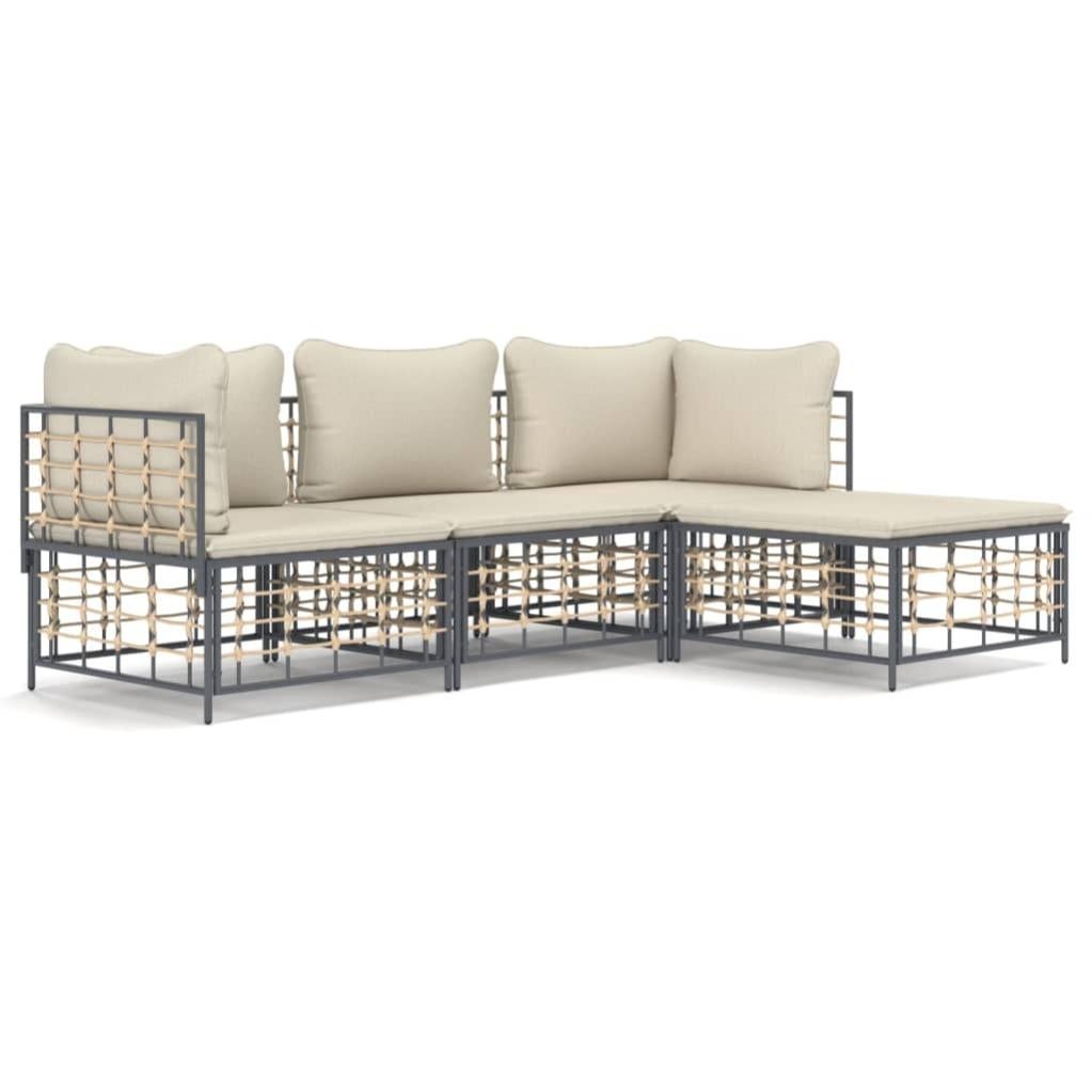 Set Salotto Giardino VidaXL 6 Pezzi - Polyrattan Nero Grigio - Foto 8