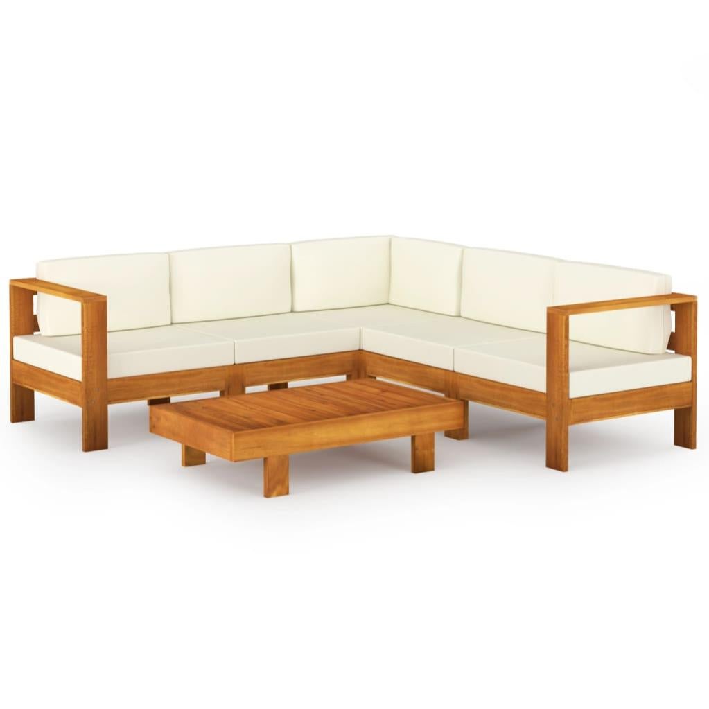 Tidyard Set Salotto Da Giardino In Legno Di Acacia - 4 Pezzi Con Cuscini Grigi