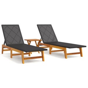 Set Salon De Jardin 3 Pièces - 2 Chaises à Bascule + Table Basse, Idéal Terrasse Ou Balcon