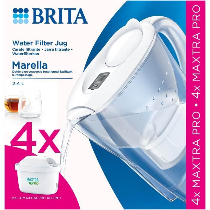Brita Marella Filtre à eau pour carafe 2,4 L Transparent, Blanc