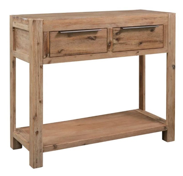 Table Console De 105 Cm Avec Rangement, 2 Niveaux En Bois,pour Foyer