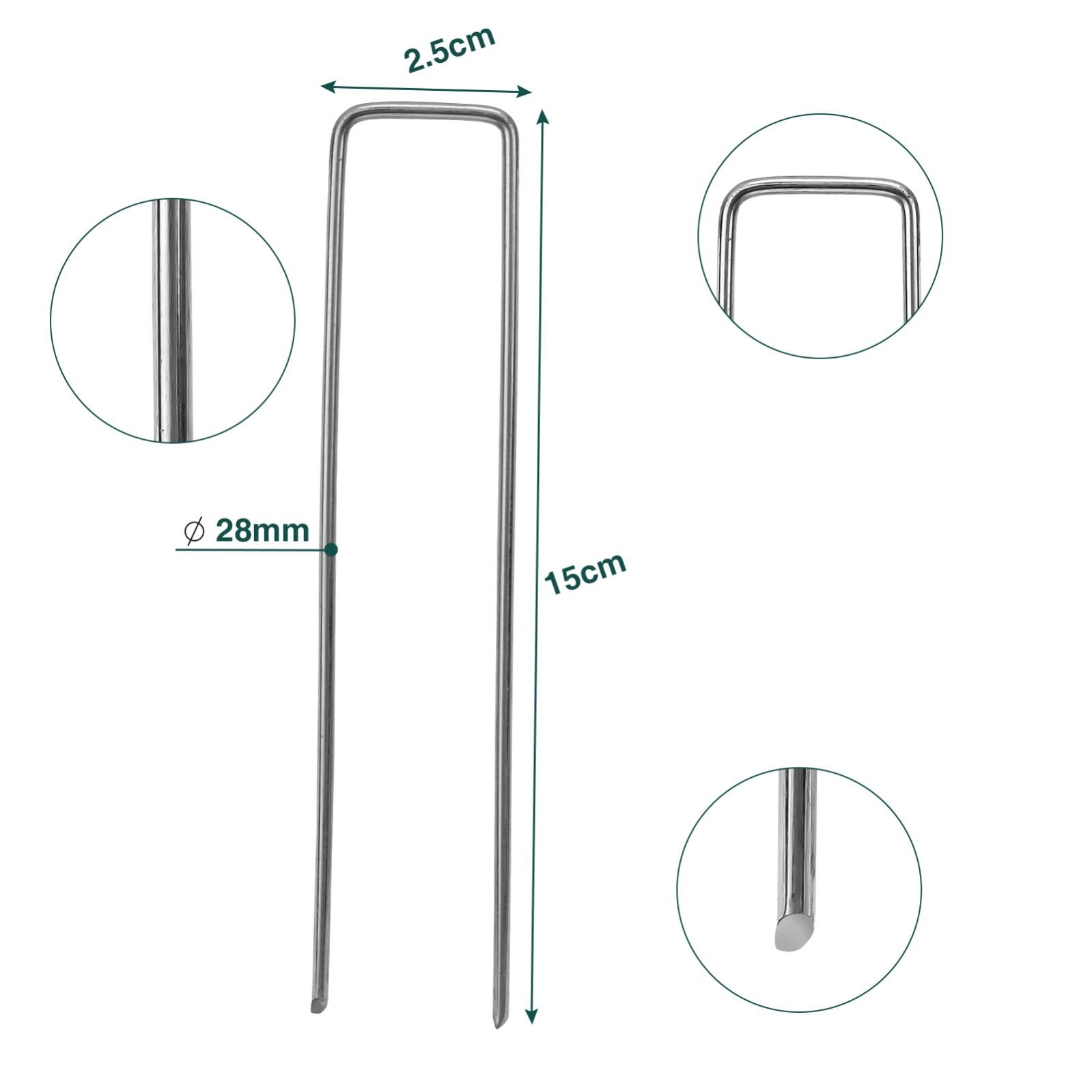 Lot De 50 Piquets En U Galvanisés + 50 Disques Tampons – Ancrage Sol Jardin, Gazon Artificiel, Tentes
