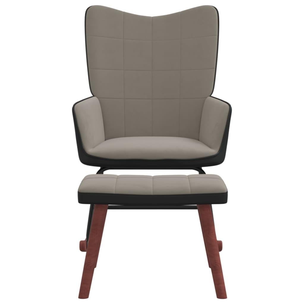Fauteuil à Bascule Velours Teddy KeepGoon - Dossier Haut Accoudoirs Rembourrés - Pour Salon Chambre Bureau - Beige Gris Rose