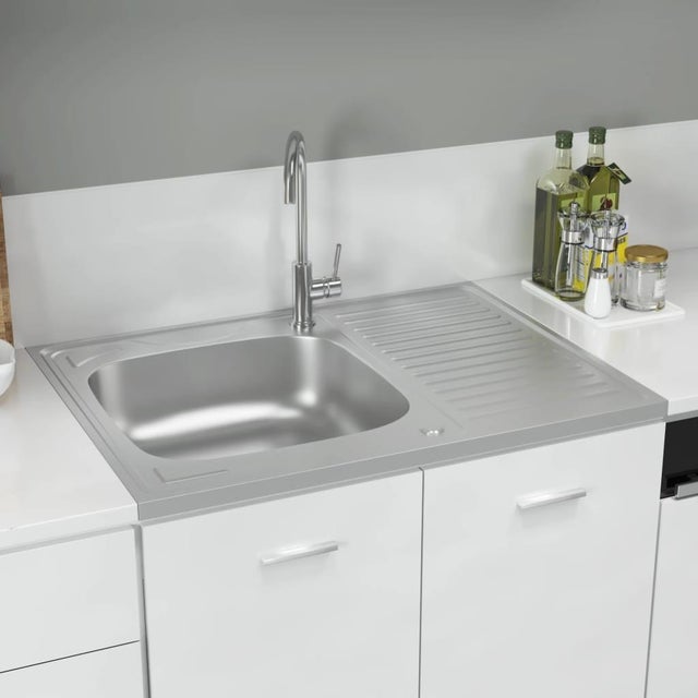 Jeu d'évier de cuisine | Lavabo de cuisine | Évier à poser et égouttoir argenté 800x600x155 mm inox CFW56368