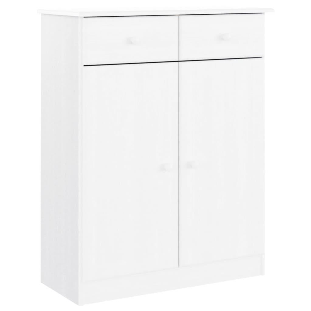 Scarpiera Da Ingresso Tobias, Bianca, Dimensioni 80x90x24,5 Cm, Con 2 Cassetti Ribaltabili E Ripiani