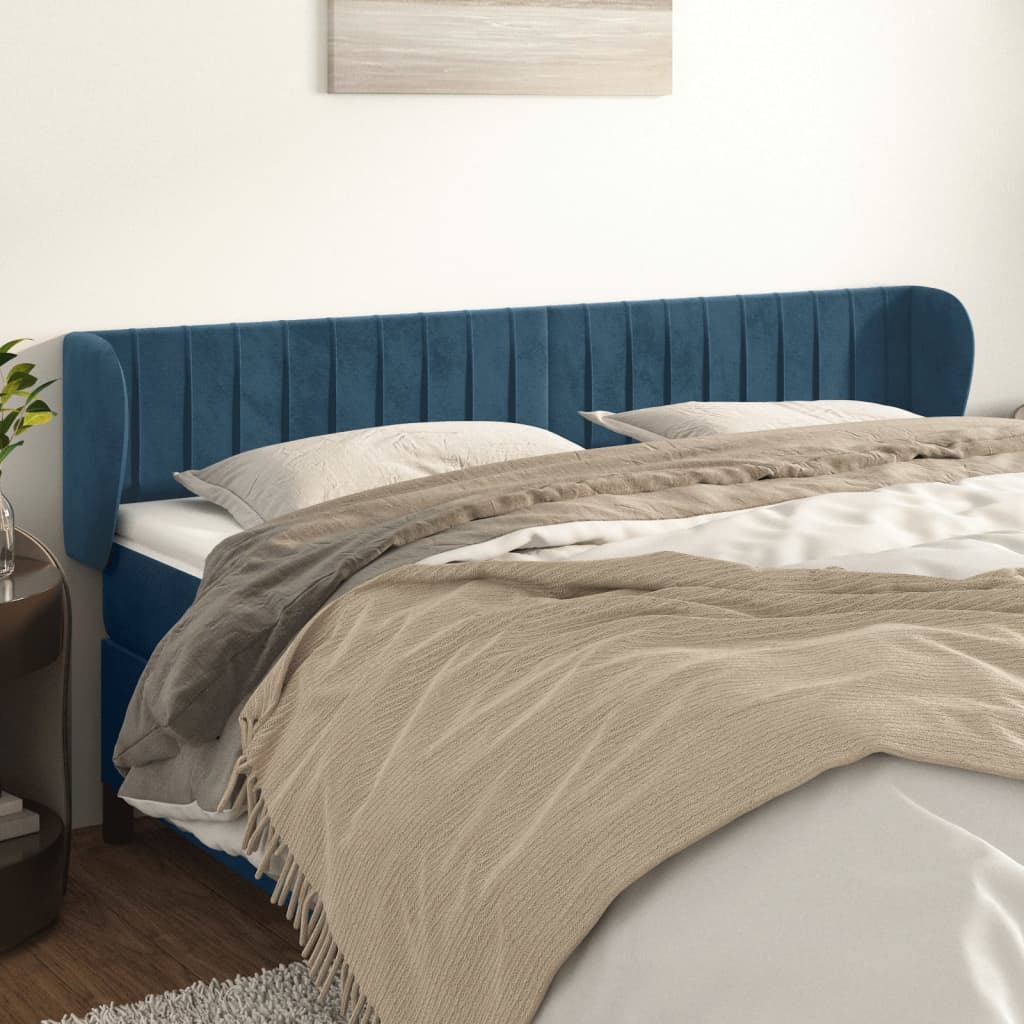 Cabecero，cabecero de cama，panel de cabecera de terciopelo azul oscuro 203x23x78/88 cm cfw89024