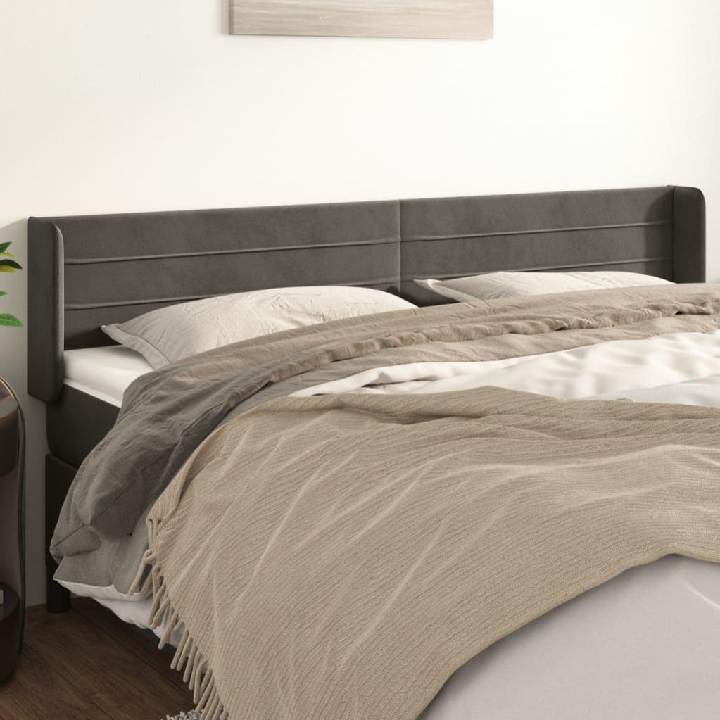 Cabecero?cabecero de cama?panel de cabecera de terciopelo gris oscuro 203x16x78/88 cm cfw83841