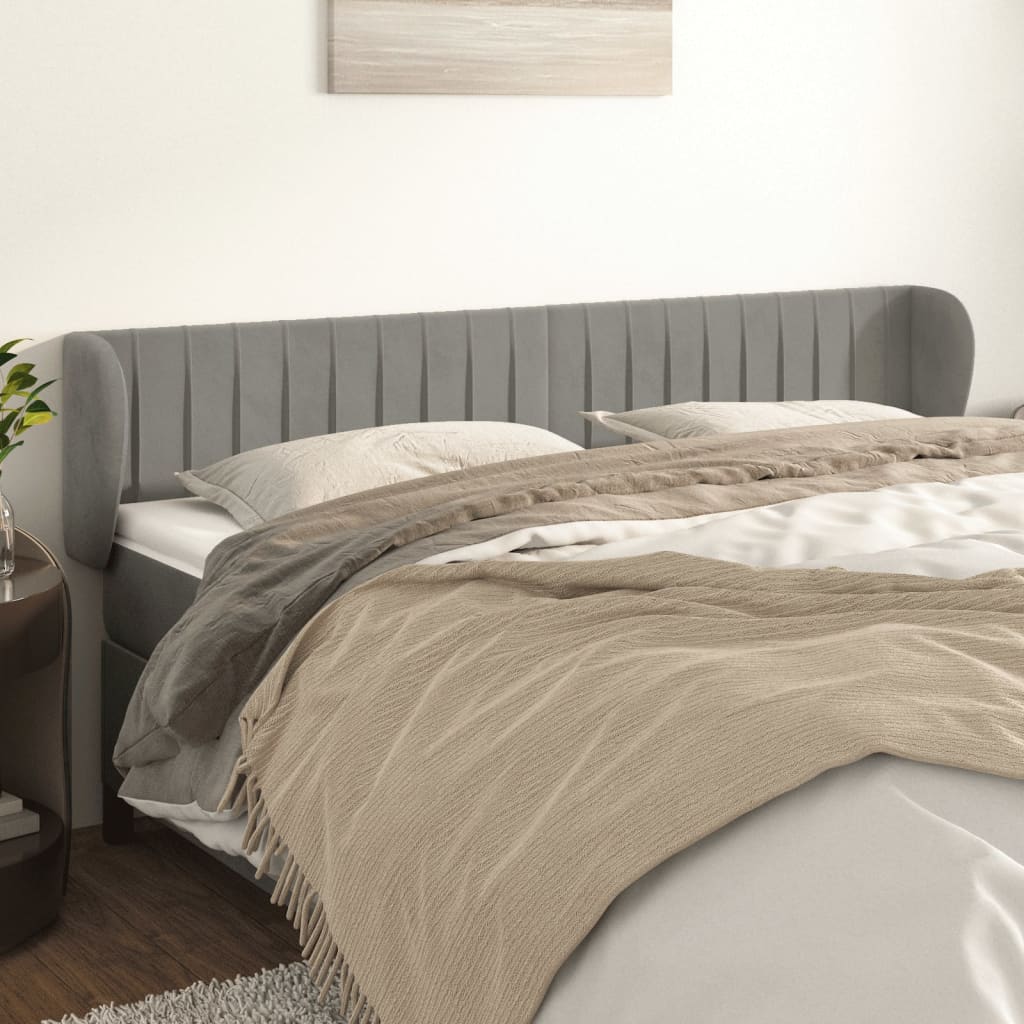 Cabecero，cabecero de cama，panel de cabecera de terciopelo gris claro 203x23x78/88 cm cfw73456